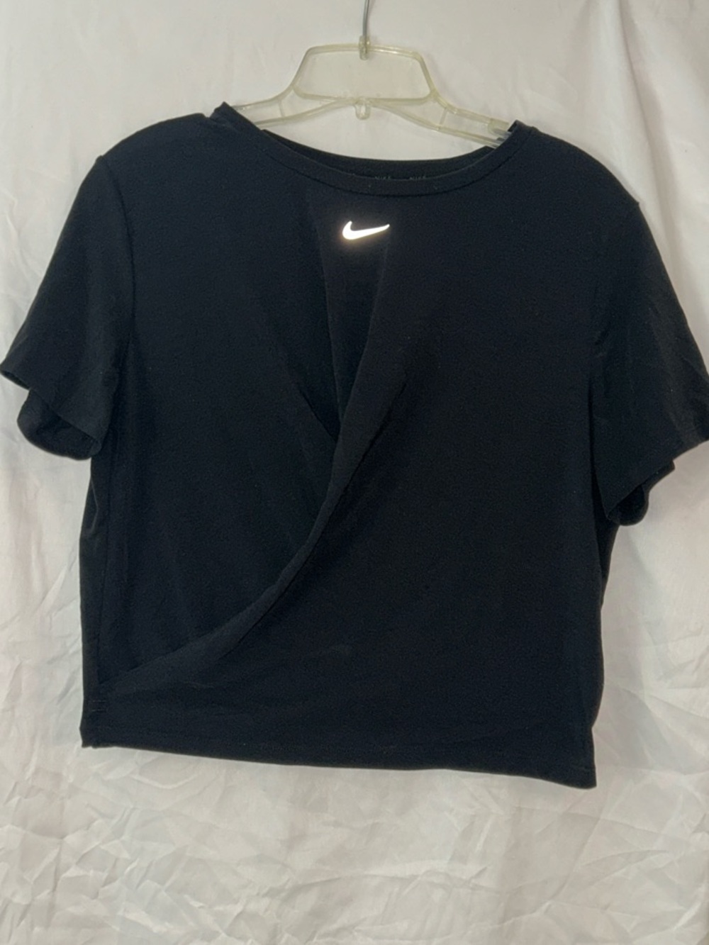 Nike Black Short Sleeve Women's Athletic Cropped Tee with Reflective Swoosh